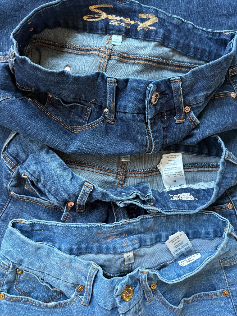 Seven7 Women's Denim Jeans Trio in Light to Dark Blue